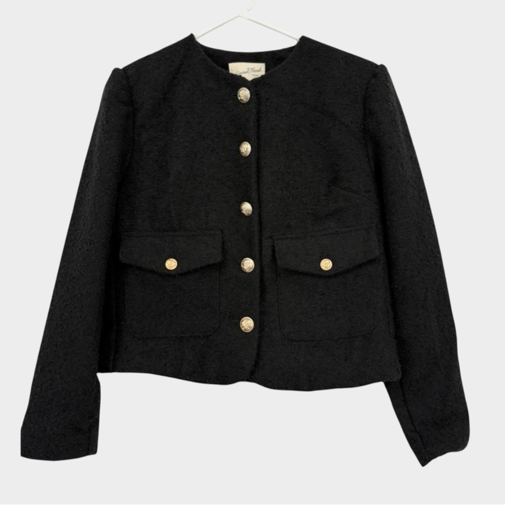 Universal Thread Tweed Button Front Jacket In Bla… - image 3